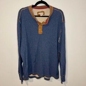 Carbon2Cobalt Blue Long Sleeve Henley Shirt Men’s XL 100% Cotton Casual Layering